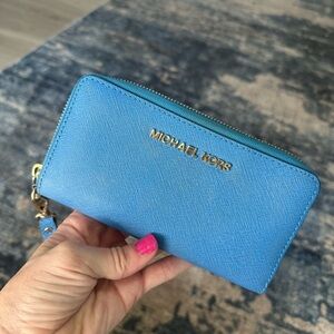 Michael Kors Vibrant Blue Zip-Around Wallet